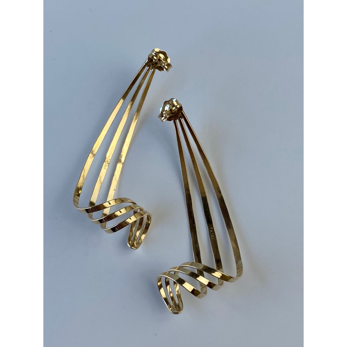 Vintage Solid 14k Yellow Gold Spiral Stud Earrings