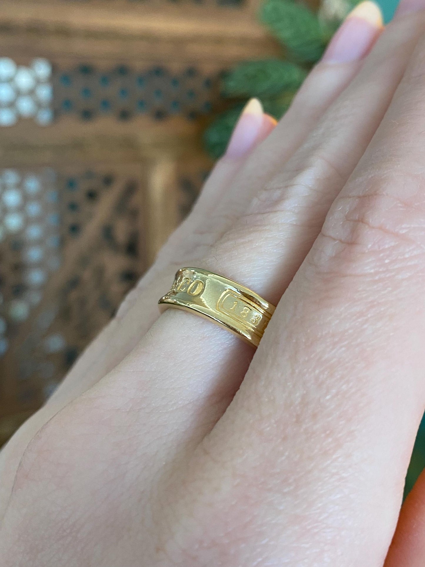 Tiffany & Co. Vintage Solid 18k Yellow Gold 1837 Ring Band - Size 7.75
