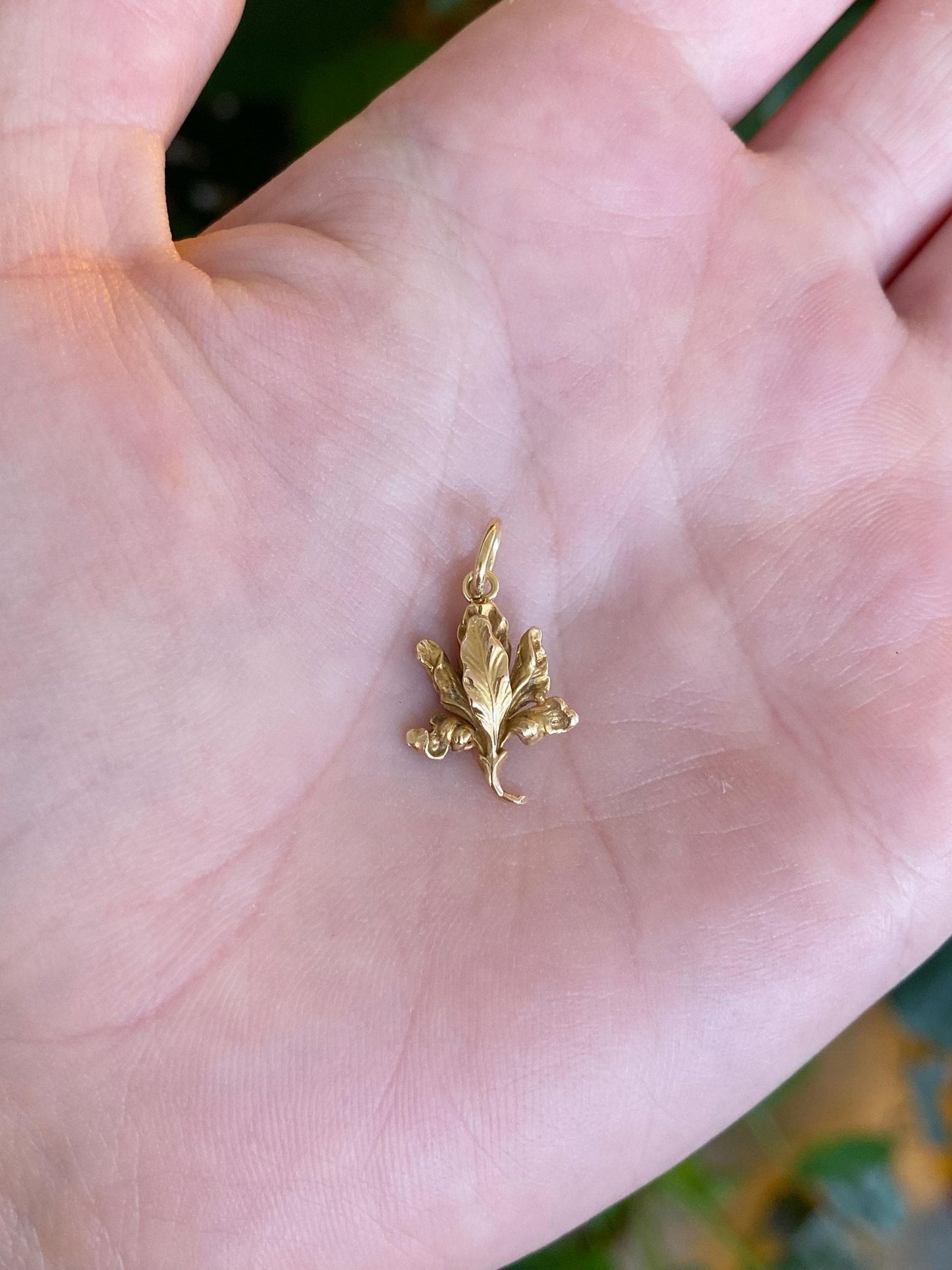 Vintage Solid 14k Yellow Gold Leaf Stick Pin Conversion Charm