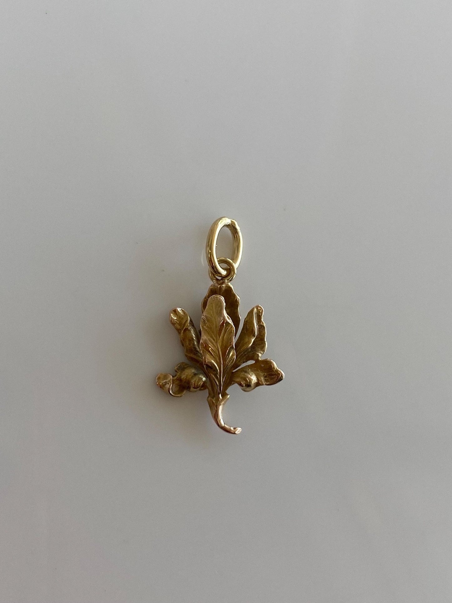 Vintage Solid 14k Yellow Gold Leaf Stick Pin Conversion Charm