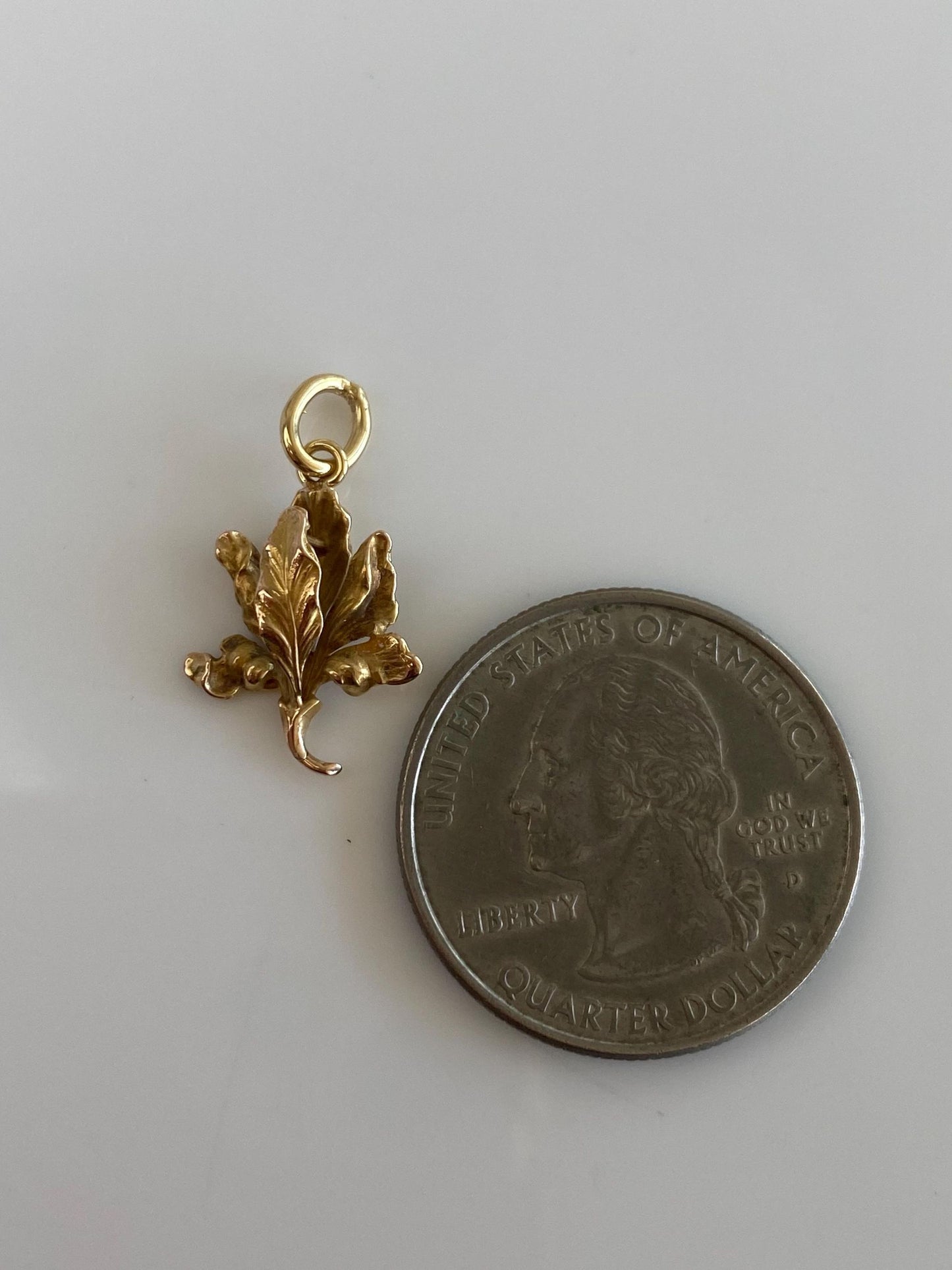 Vintage Solid 14k Yellow Gold Leaf Stick Pin Conversion Charm