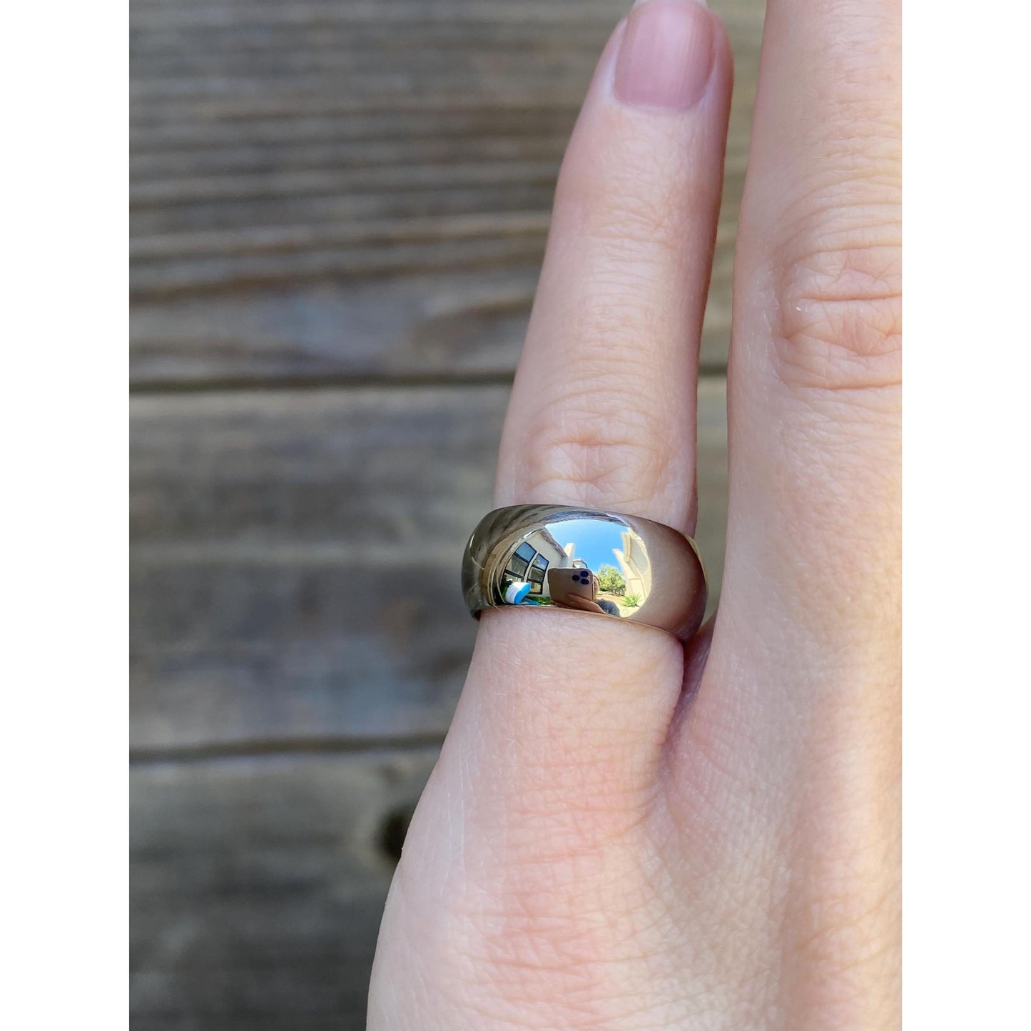 Vintage Solid 14k White Gold Wide Ring Band - Size 4.75