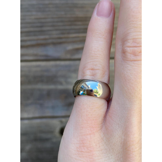 Vintage Solid 14k White Gold Wide Ring Band - Size 4.75