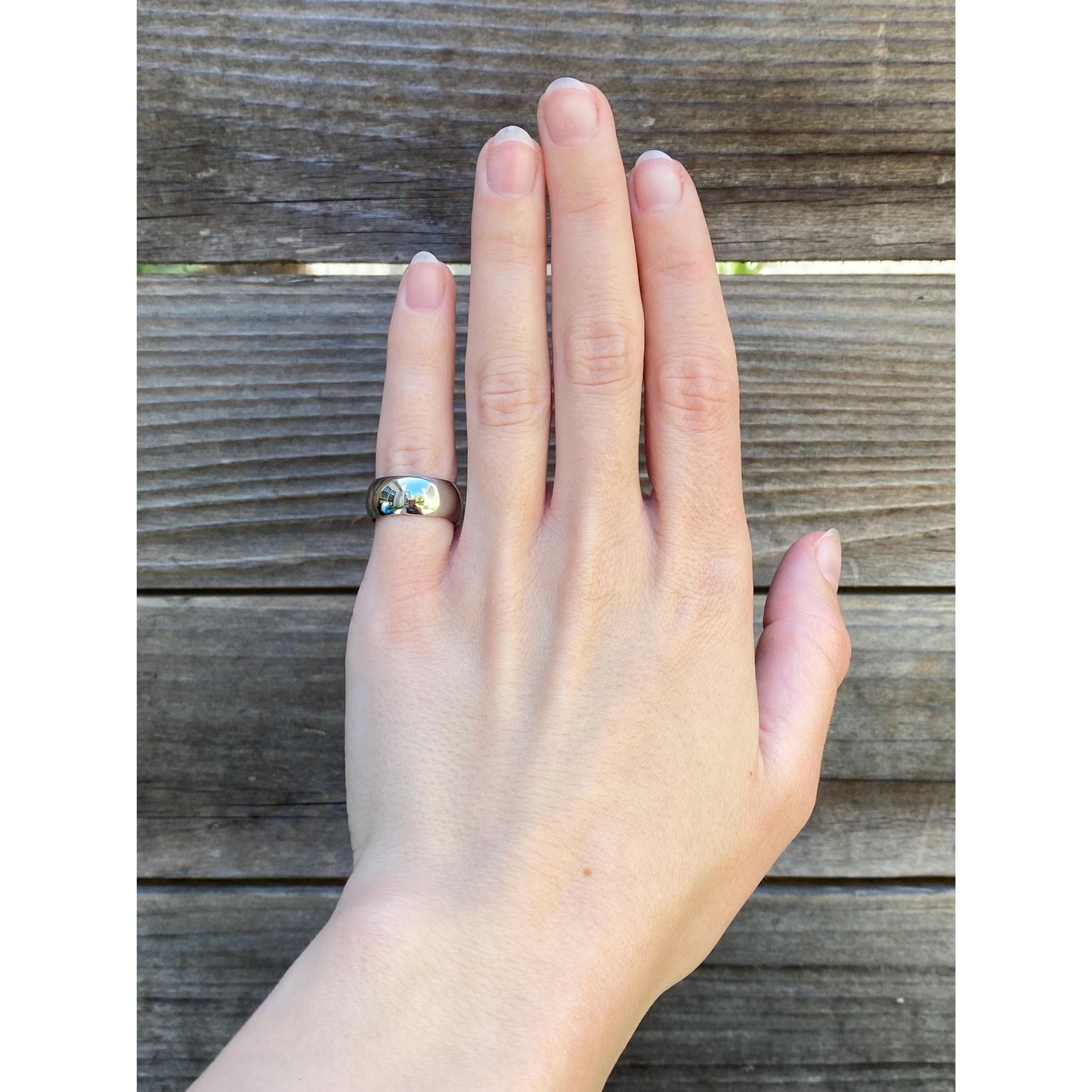 Vintage Solid 14k White Gold Wide Ring Band - Size 4.75