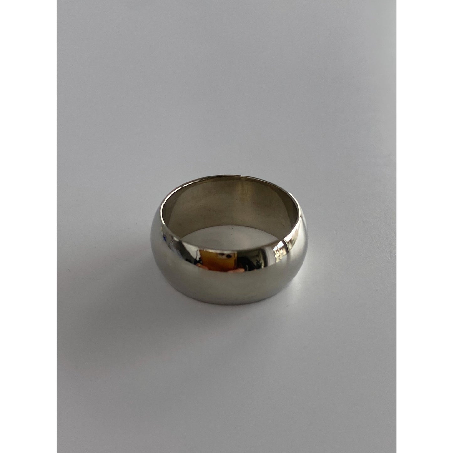 Vintage Solid 14k White Gold Wide Ring Band - Size 4.75