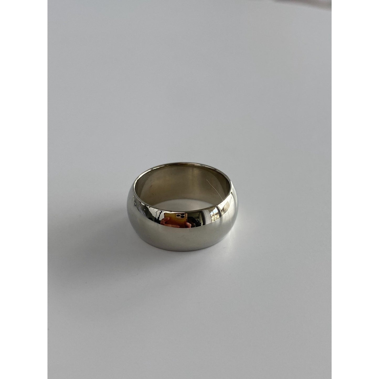 Vintage Solid 14k White Gold Wide Ring Band - Size 4.75