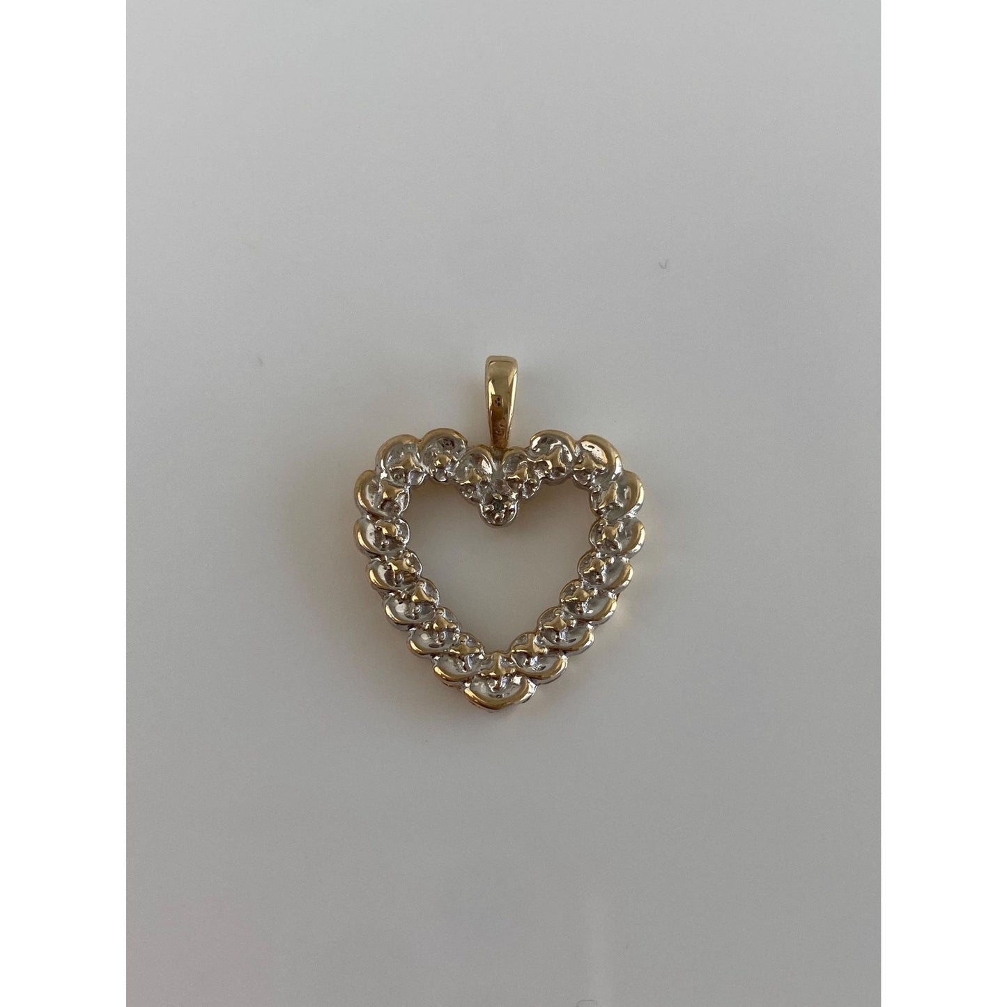 Vintage Solid 10k White & Yellow Gold Diamond Heart Charm