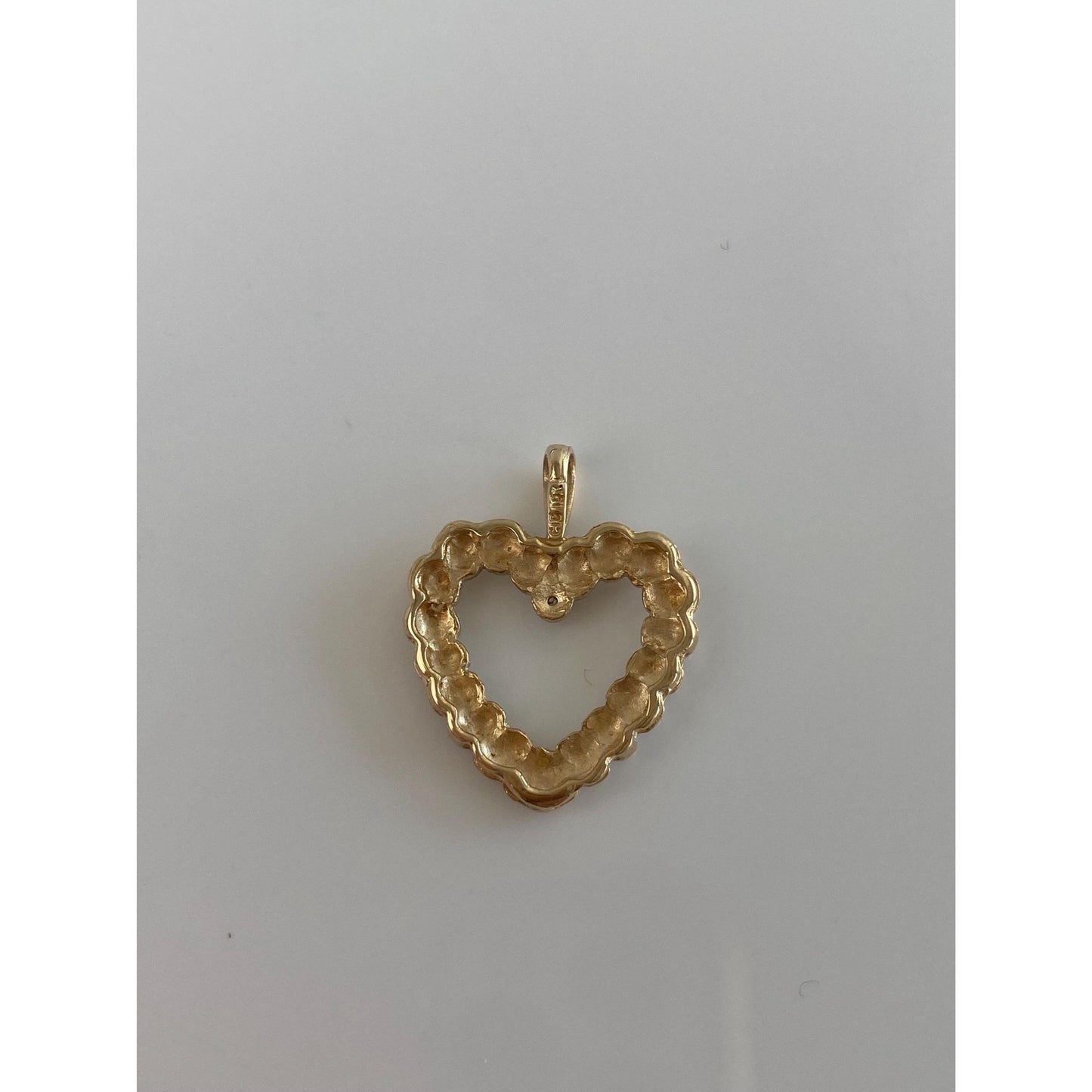 Vintage Solid 10k White & Yellow Gold Diamond Heart Charm