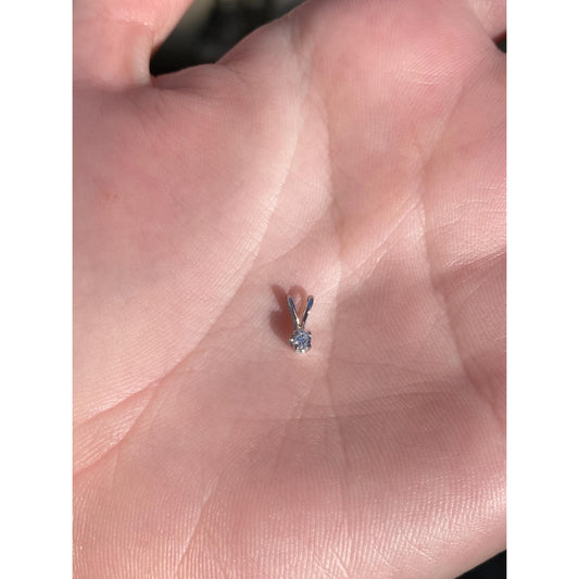 Solid 14k White Gold Diamond Tiny Charm