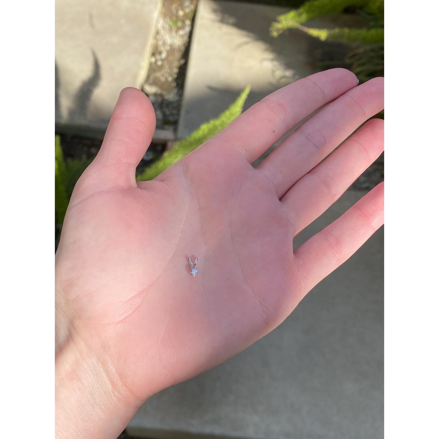 Solid 14k White Gold Diamond Tiny Charm