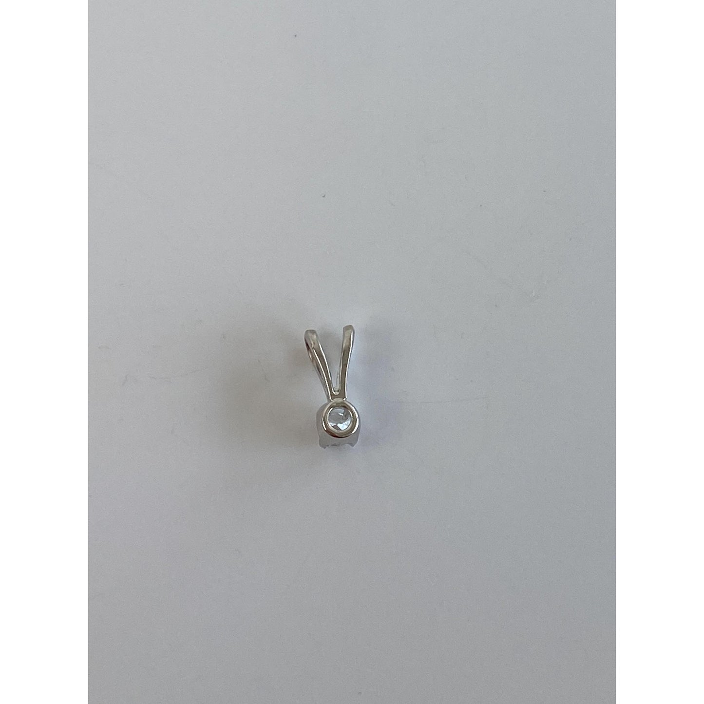Solid 14k White Gold Diamond Tiny Charm