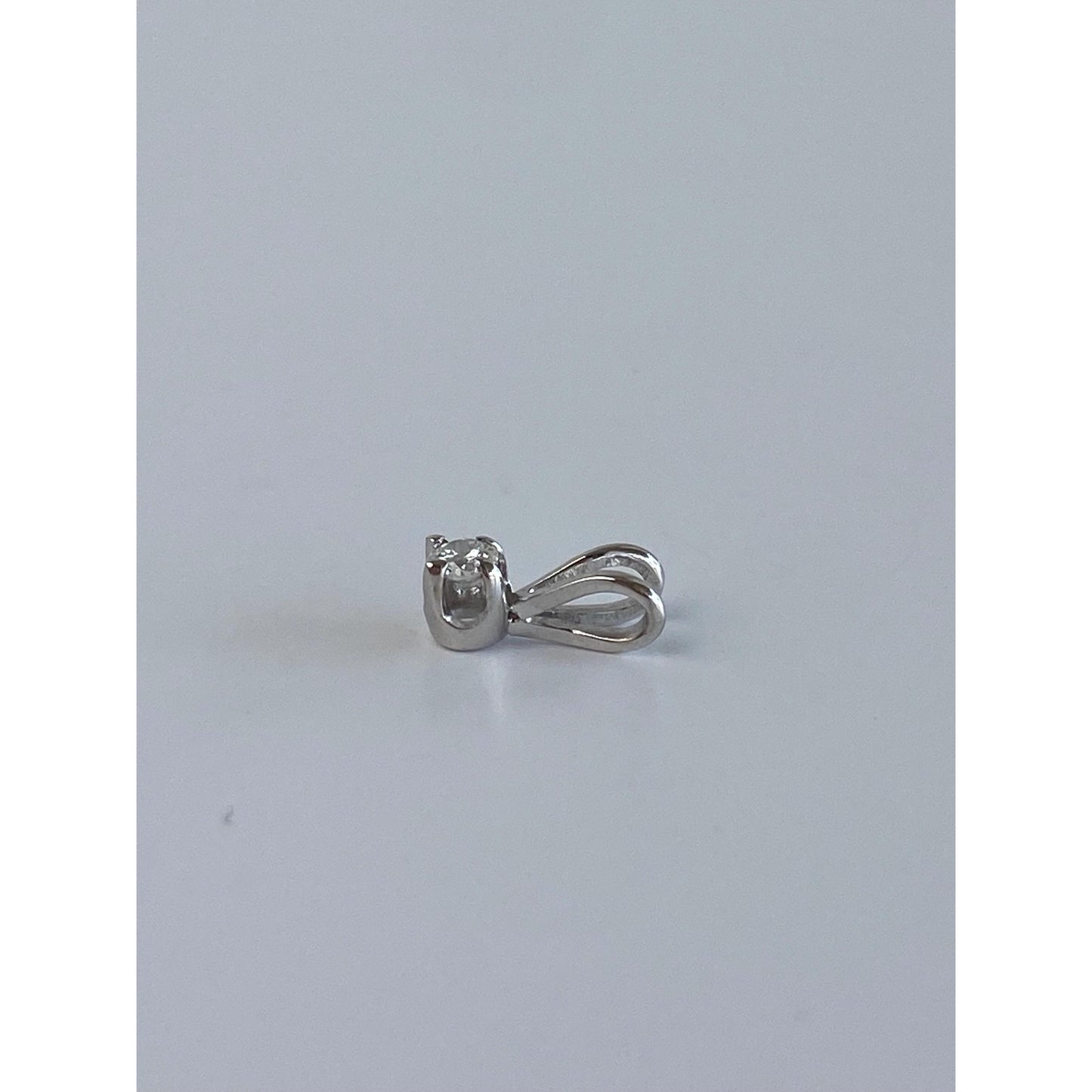 Solid 14k White Gold Diamond Tiny Charm