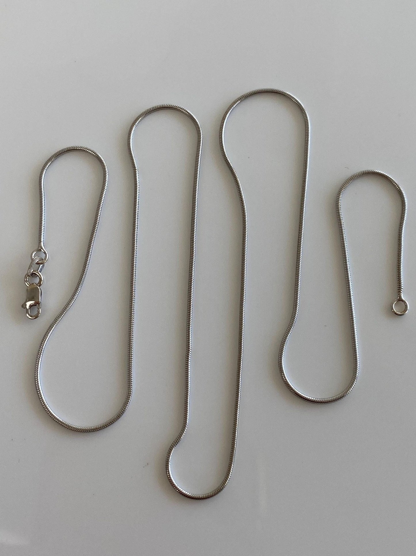 Vintage Solid 14k White Gold Snake Chain Necklace - 20 inches