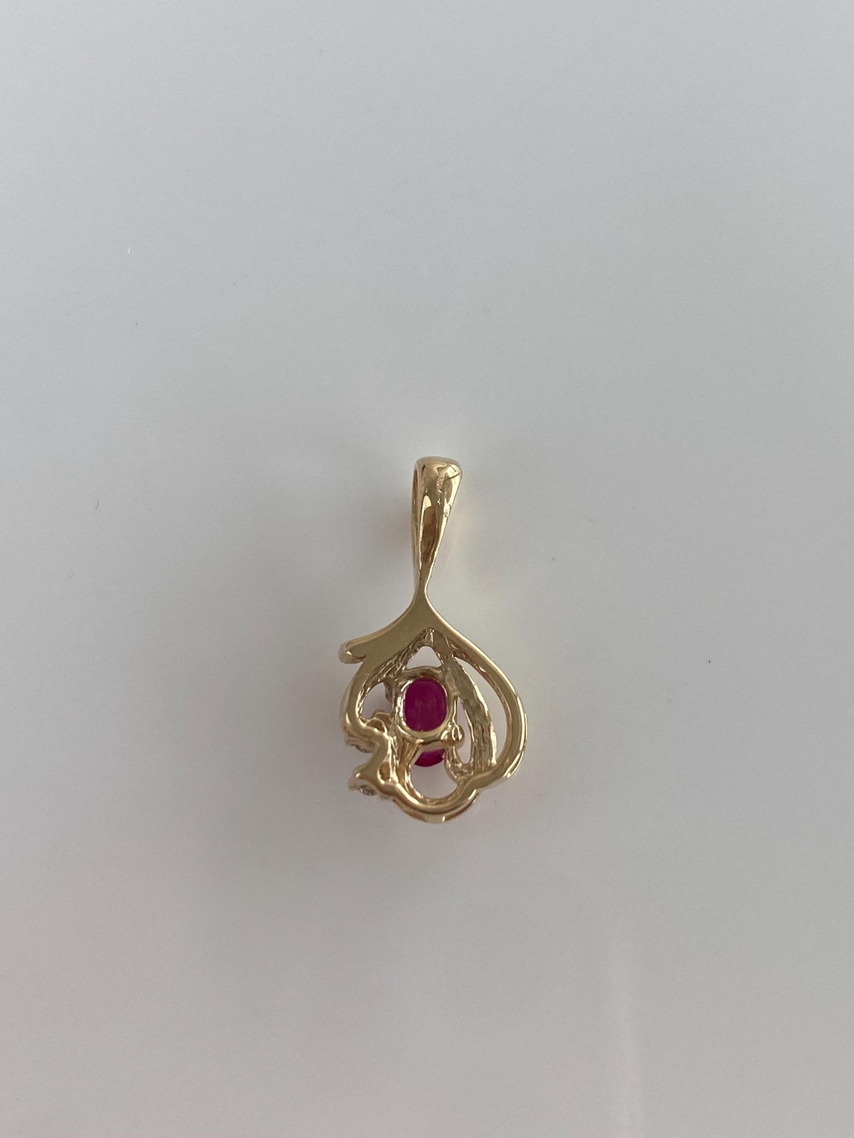 Vintage Solid 14k Yellow Gold Ruby Diamonds Charm