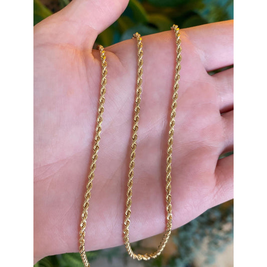 Vintage Solid 14k Yellow Gold Rope Chain Necklace - 19.75 inches