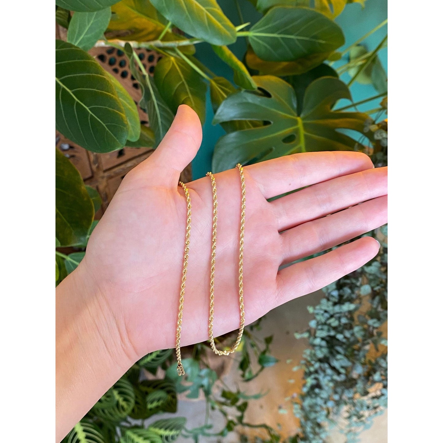 Vintage Solid 14k Yellow Gold Rope Chain Necklace - 19.75 inches