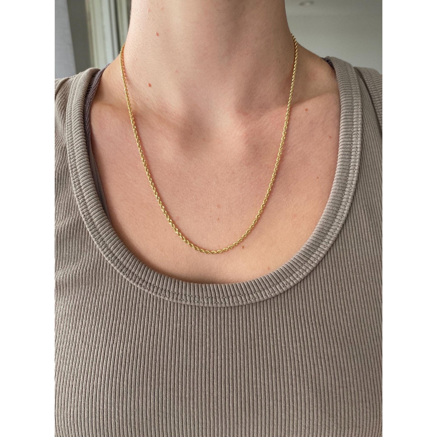Vintage Solid 14k Yellow Gold Rope Chain Necklace - 19.75 inches