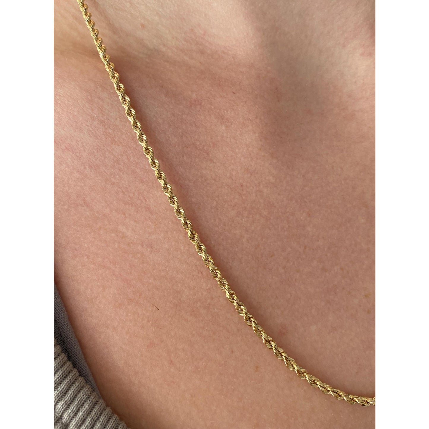 Vintage Solid 14k Yellow Gold Rope Chain Necklace - 19.75 inches