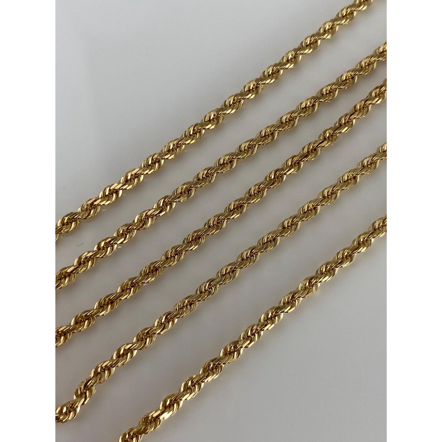 Vintage Solid 14k Yellow Gold Rope Chain Necklace - 19.75 inches