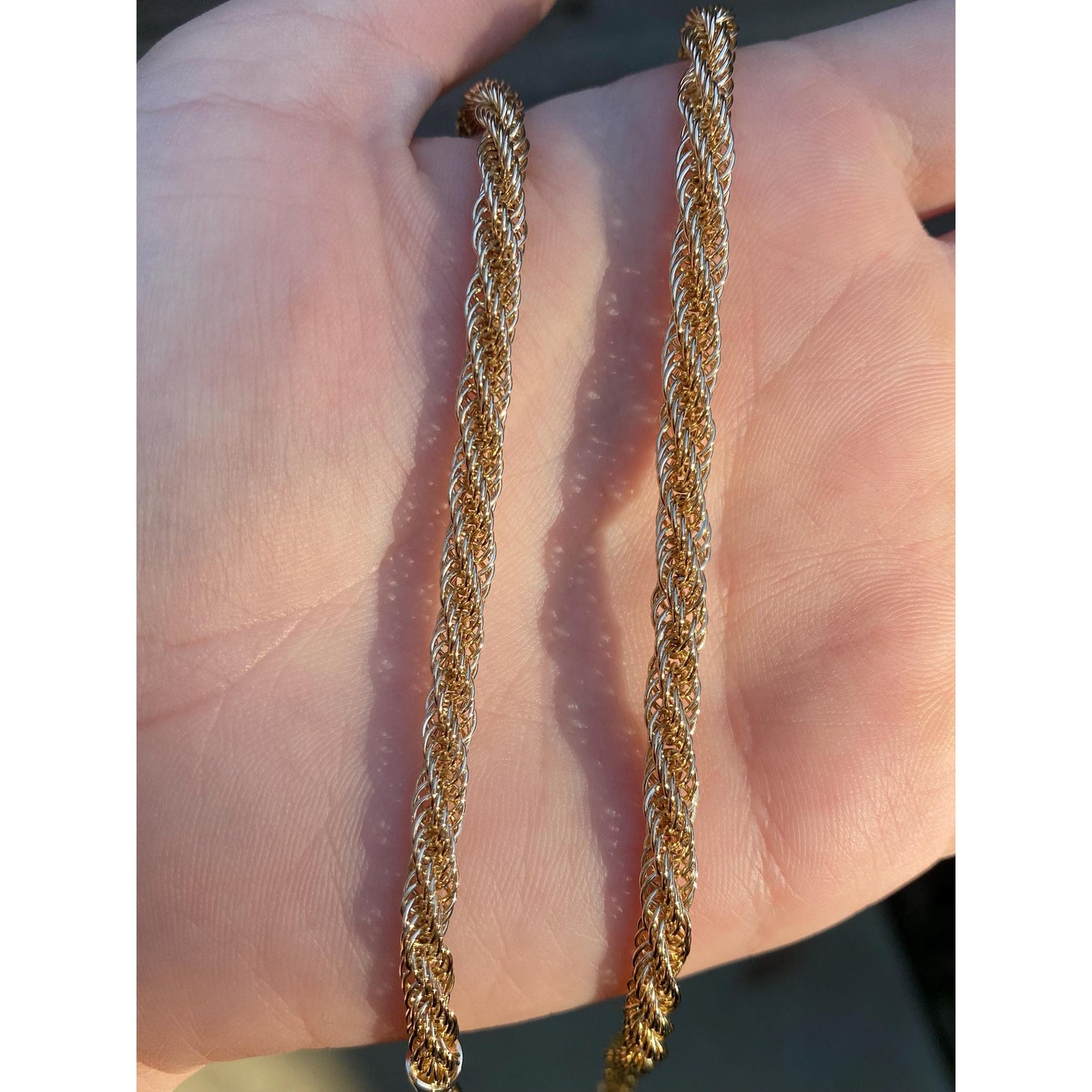 Vintage Solid 14k Yellow Gold Large Twist Chain Necklace - 18 inches
