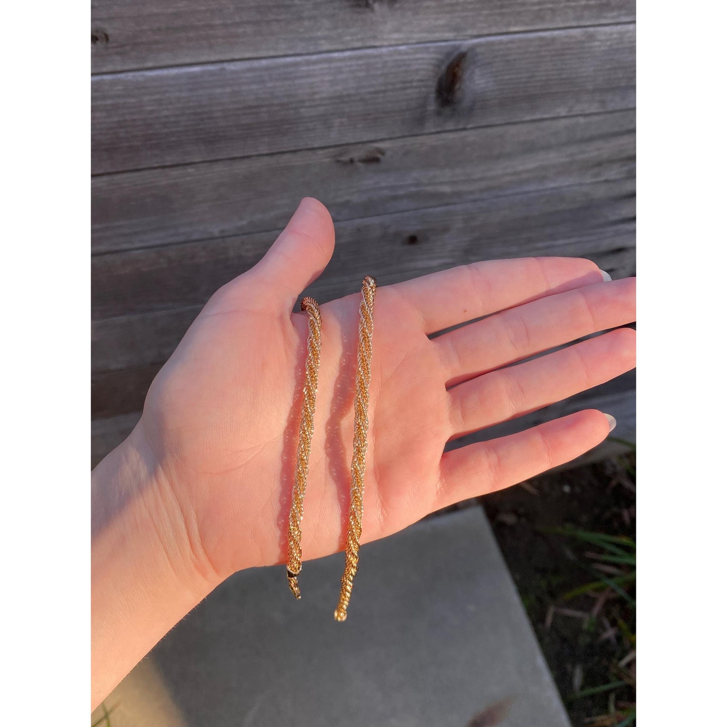 Vintage Solid 14k Yellow Gold Large Twist Chain Necklace - 18 inches