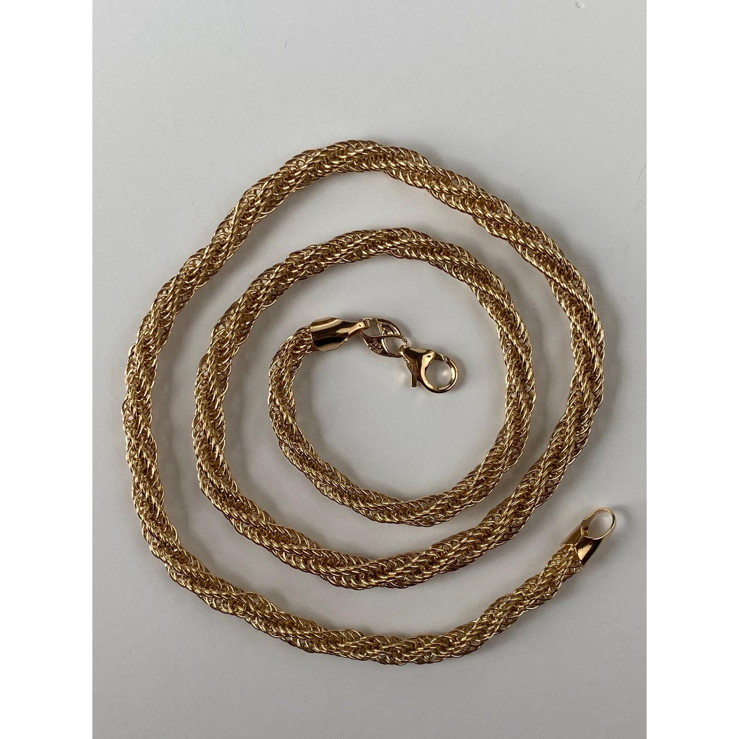 Vintage Solid 14k Yellow Gold Large Twist Chain Necklace - 18 inches