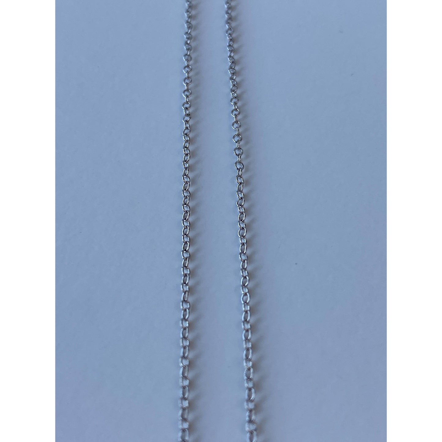 Solid 10k White Gold Blue Cubic Zirconia Pearl Art Deco Necklace - 16.25 inches