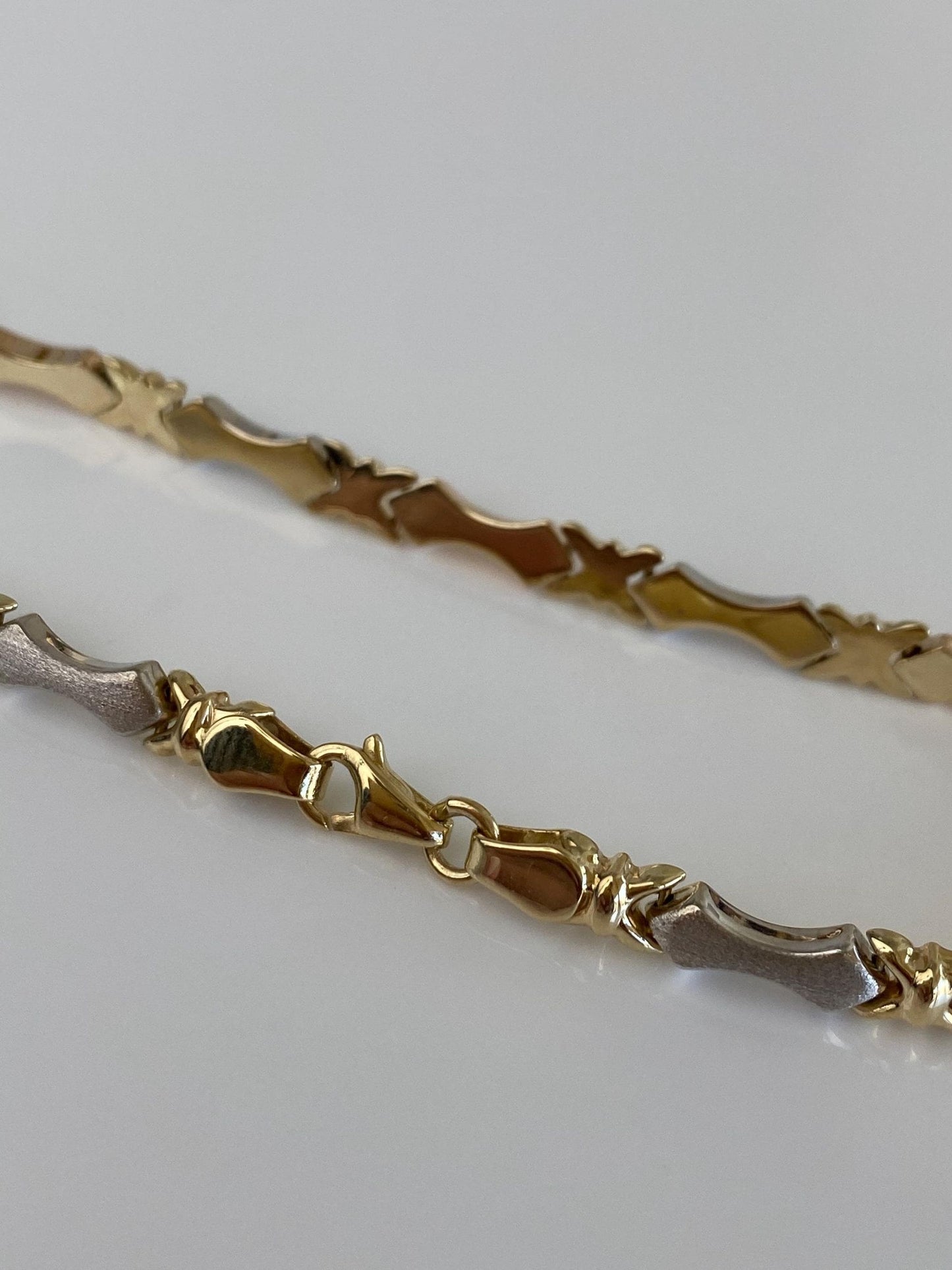 Vintage 14k Tri Tone Gold Link Bracelet - 7.25 inches