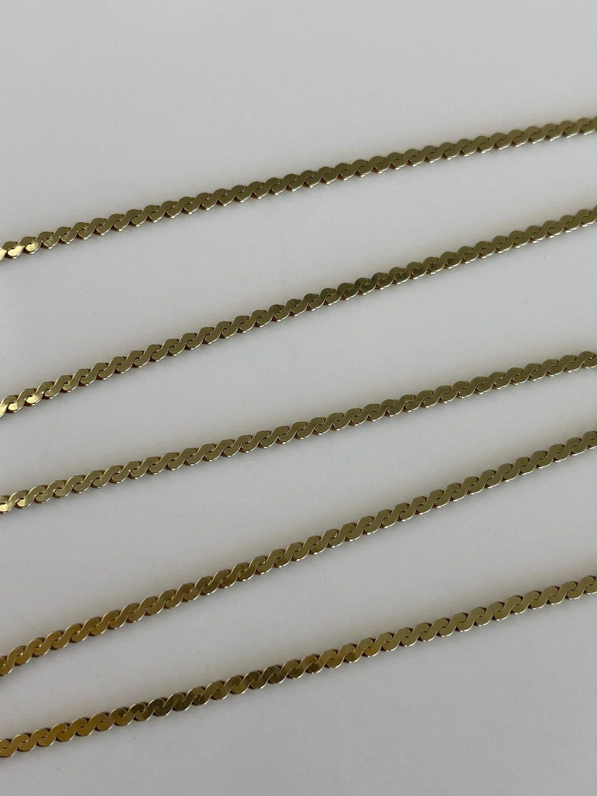Vintage Solid 14k Yellow Gold Serpentine Chain Necklace - 15 inches