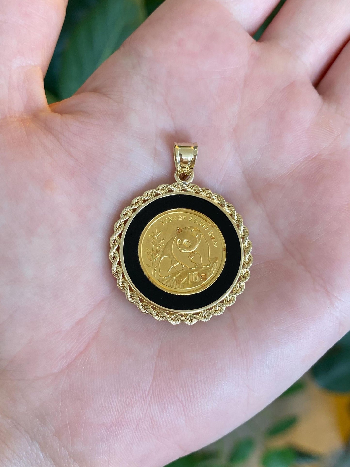 1/10 Oz. Chinese Panda Gold Coin in Solid 14k Yellow Gold Frame Charm