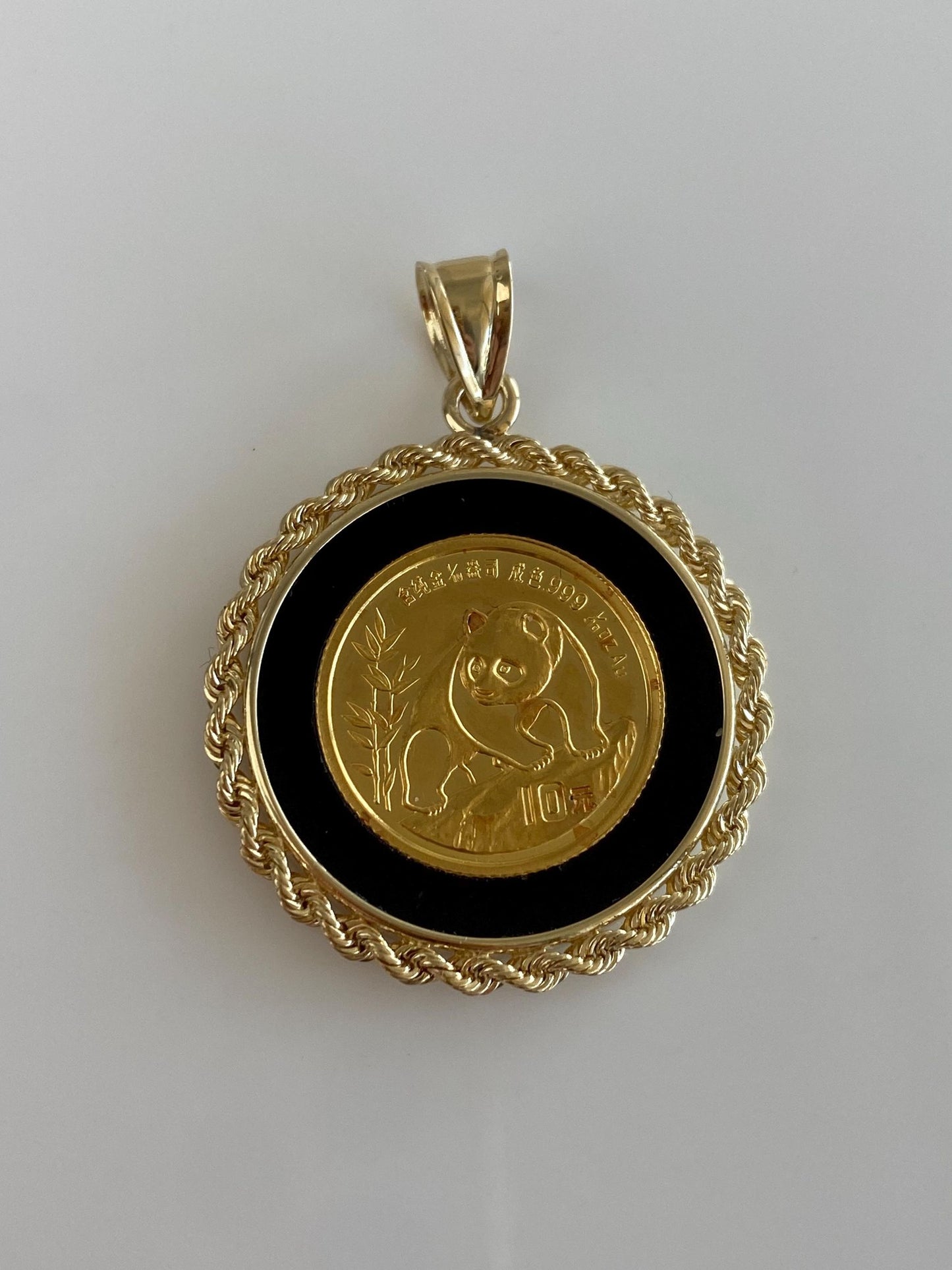 1/10 Oz. Chinese Panda Gold Coin in Solid 14k Yellow Gold Frame Charm
