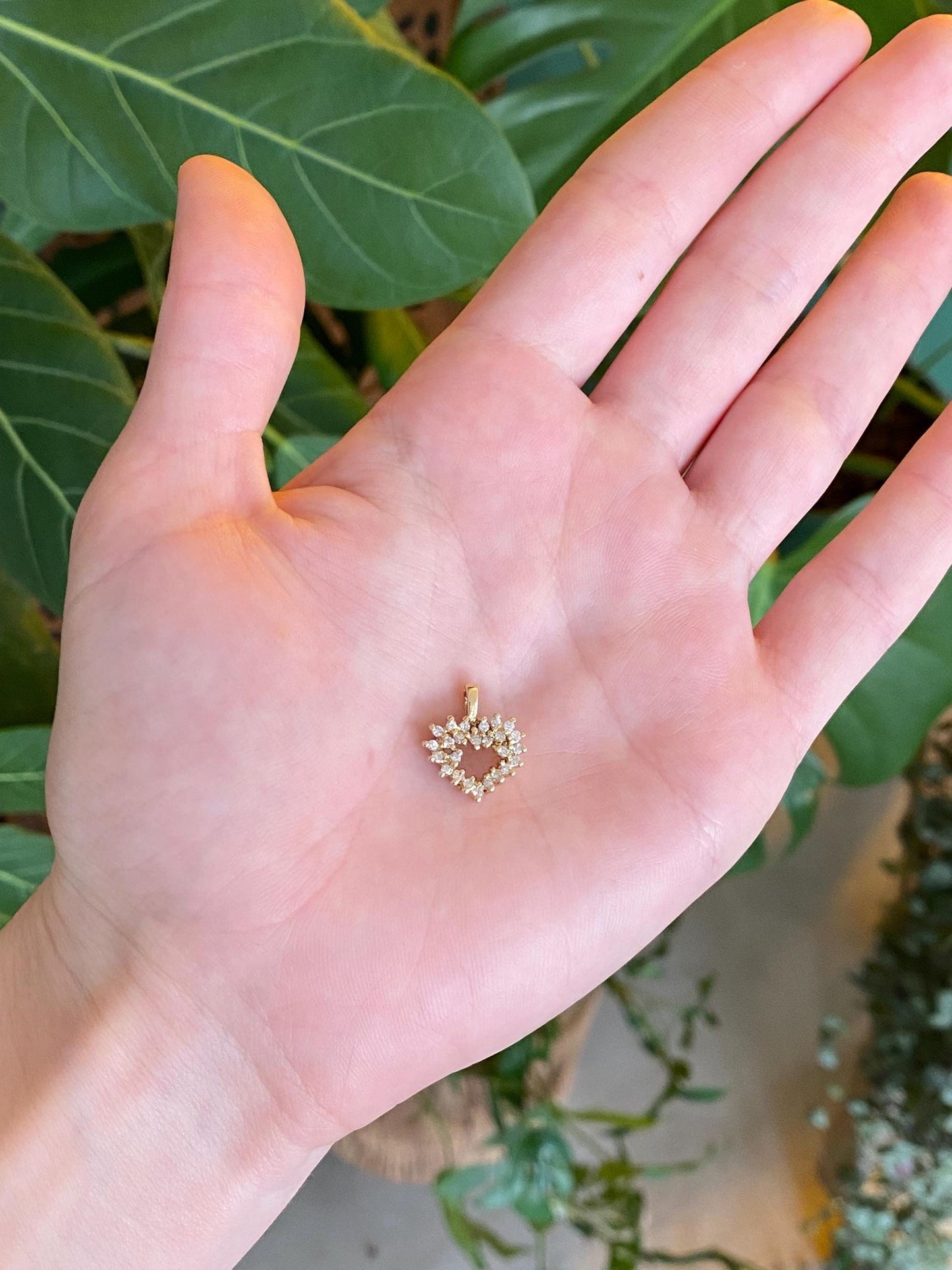 Vintage Solid 14k Yellow Gold Diamond Heart Charm