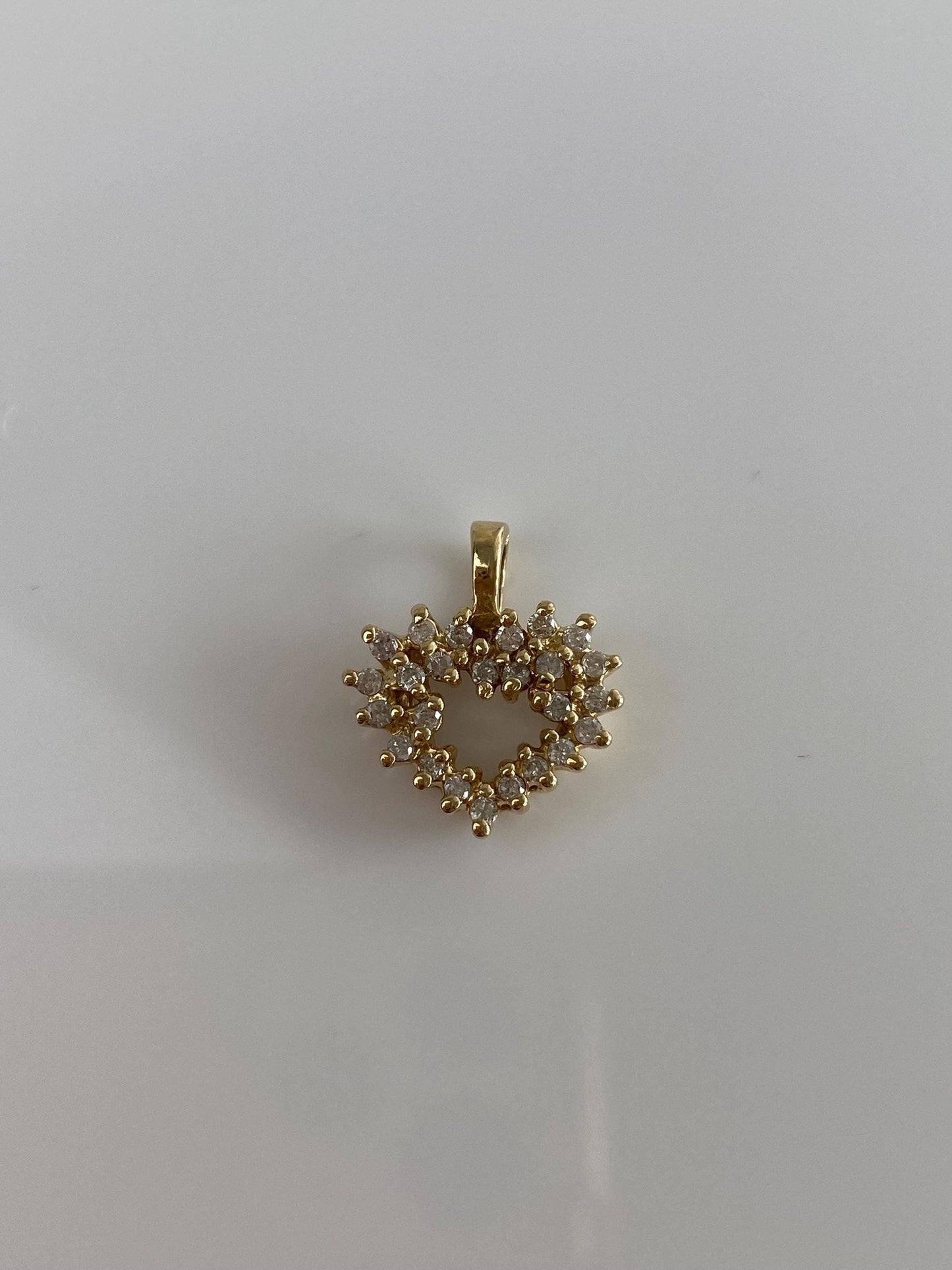Vintage Solid 14k Yellow Gold Diamond Heart Charm