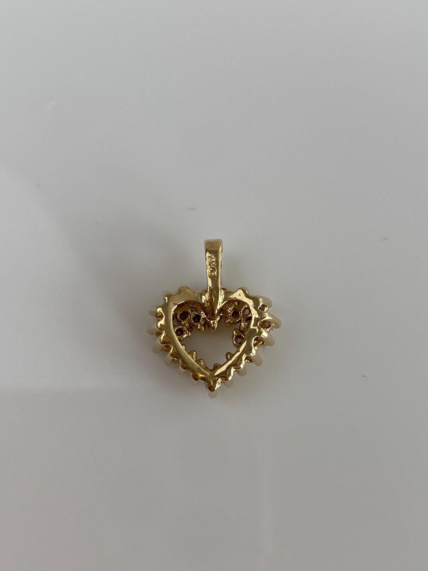 Vintage Solid 14k Yellow Gold Diamond Heart Charm