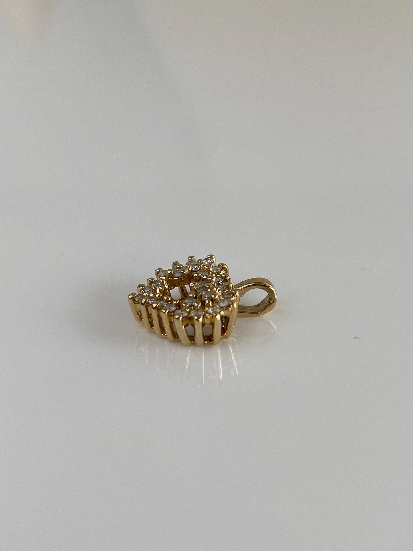 Vintage Solid 14k Yellow Gold Diamond Heart Charm