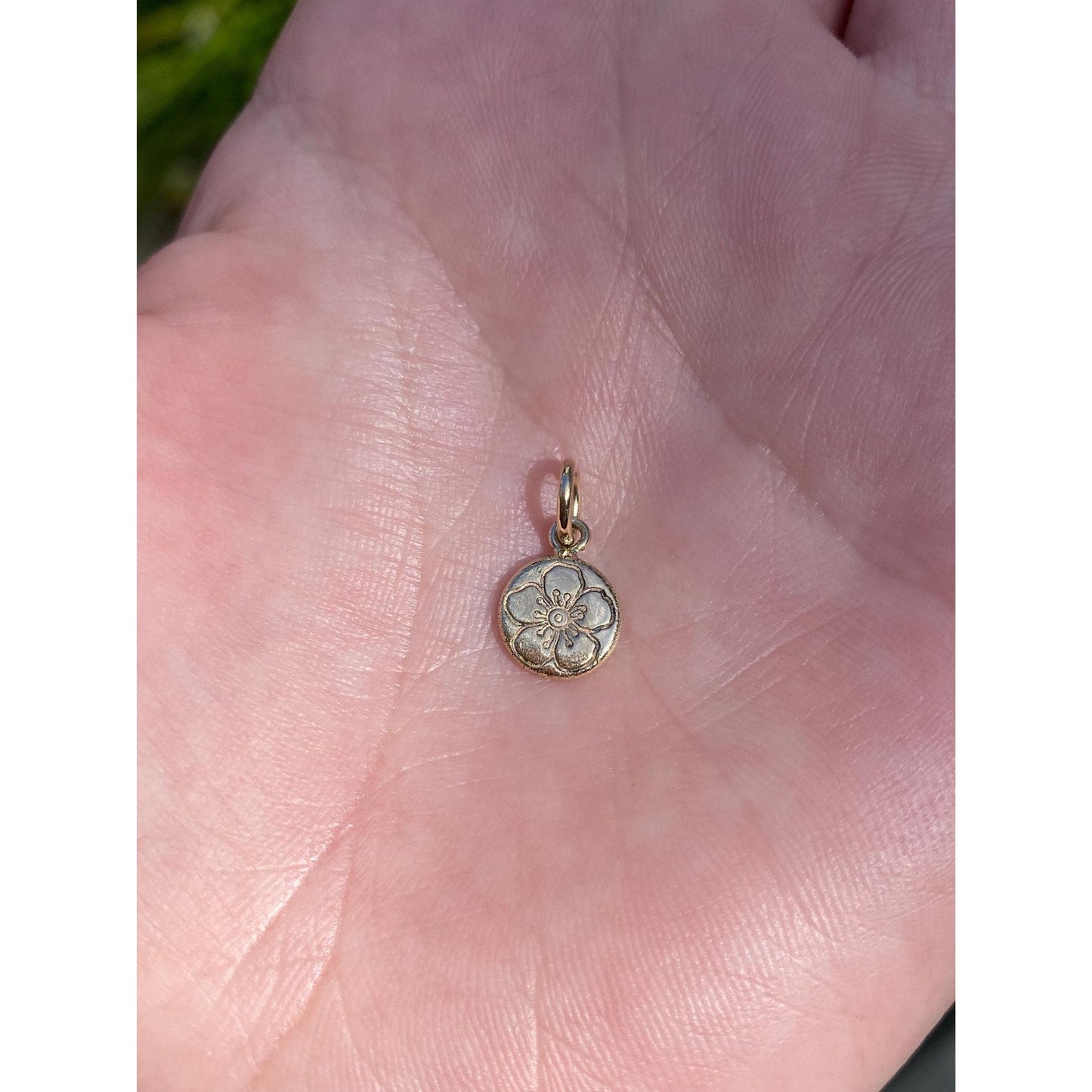 Solid 14k Yellow Gold Handmade Hawthorn Flower Charm