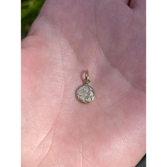 Solid 14k Yellow Gold Handmade Hawthorn Flower Charm