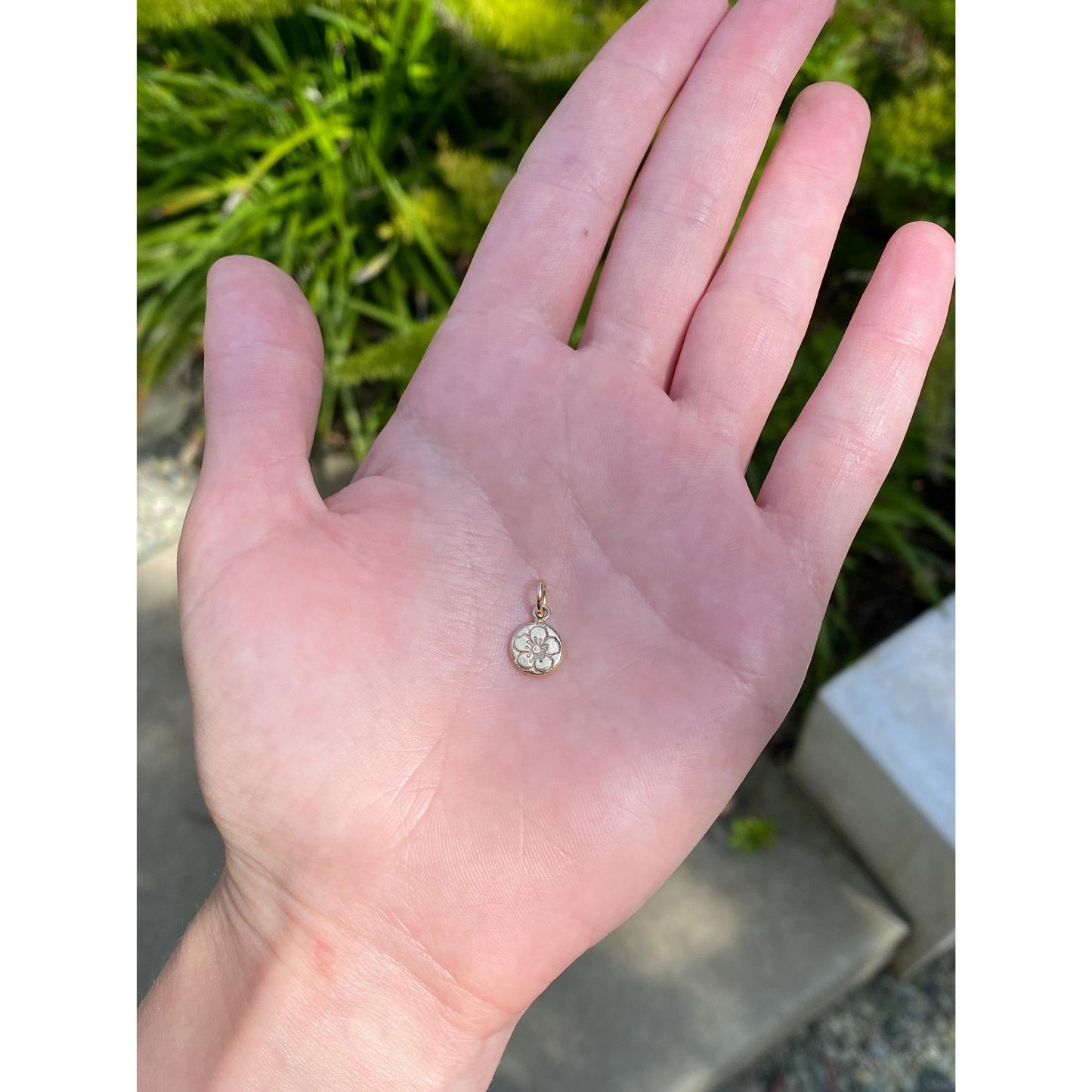 Solid 14k Yellow Gold Handmade Hawthorn Flower Charm