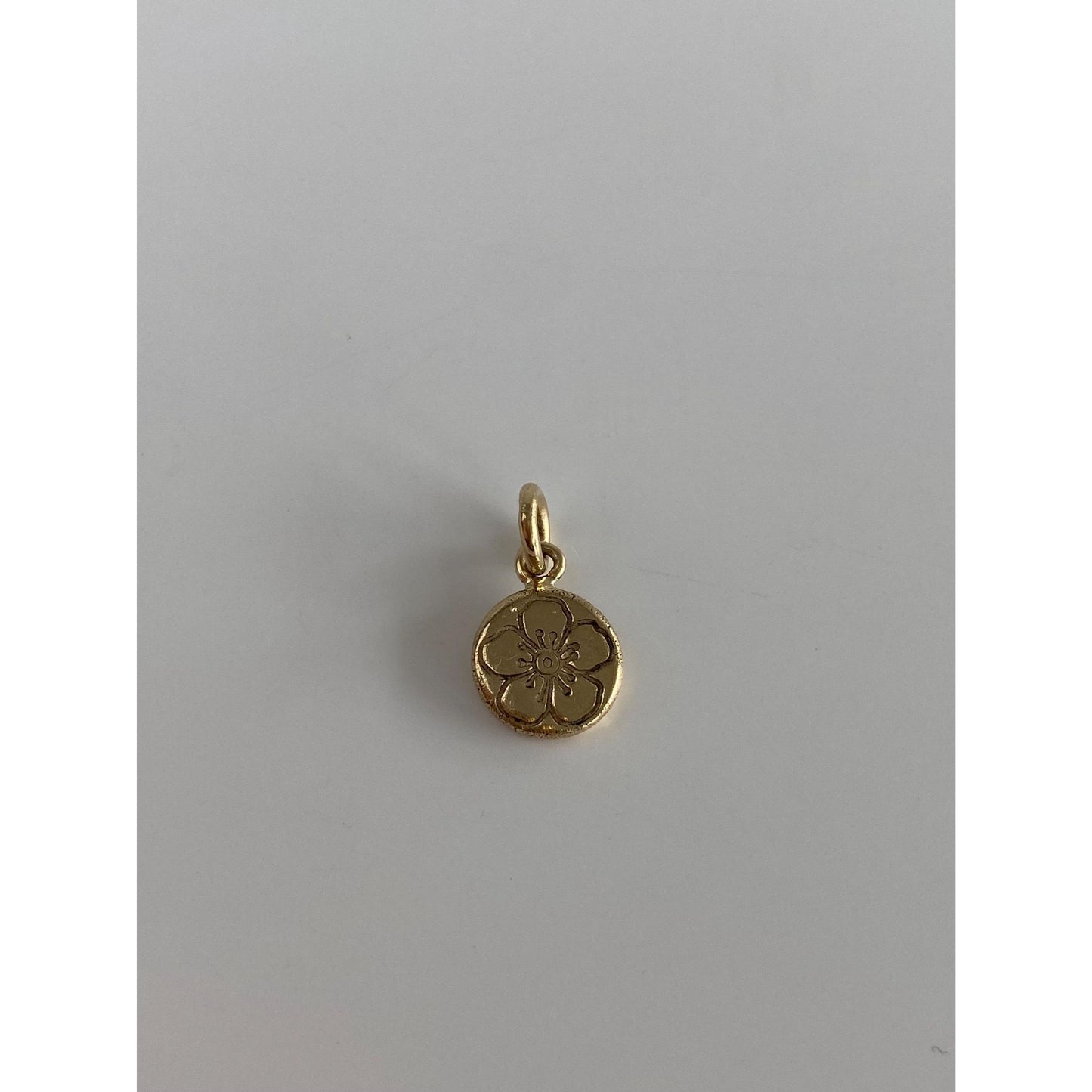 Solid 14k Yellow Gold Handmade Hawthorn Flower Charm