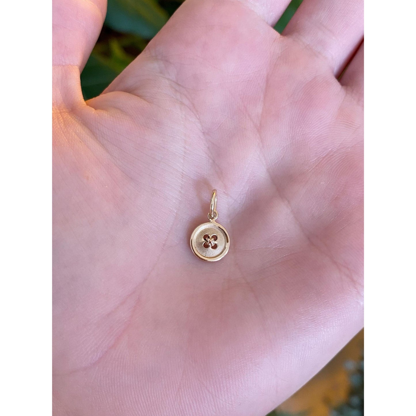Vintage Solid 14k Yellow Gold Little Button Charm