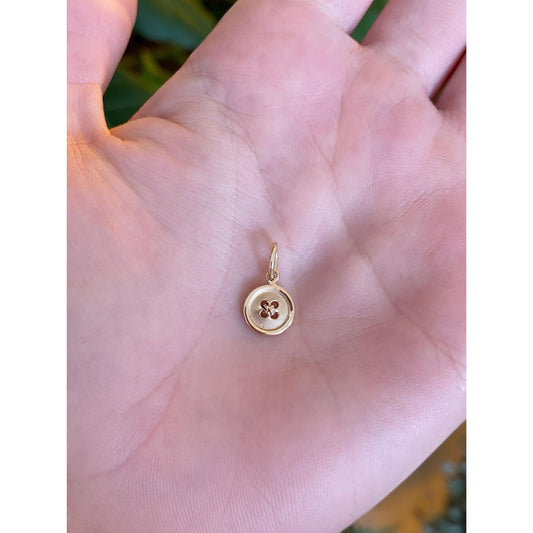 Vintage Solid 14k Yellow Gold Little Button Charm