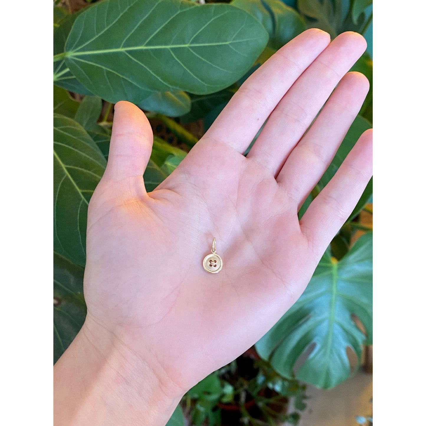 Vintage Solid 14k Yellow Gold Little Button Charm