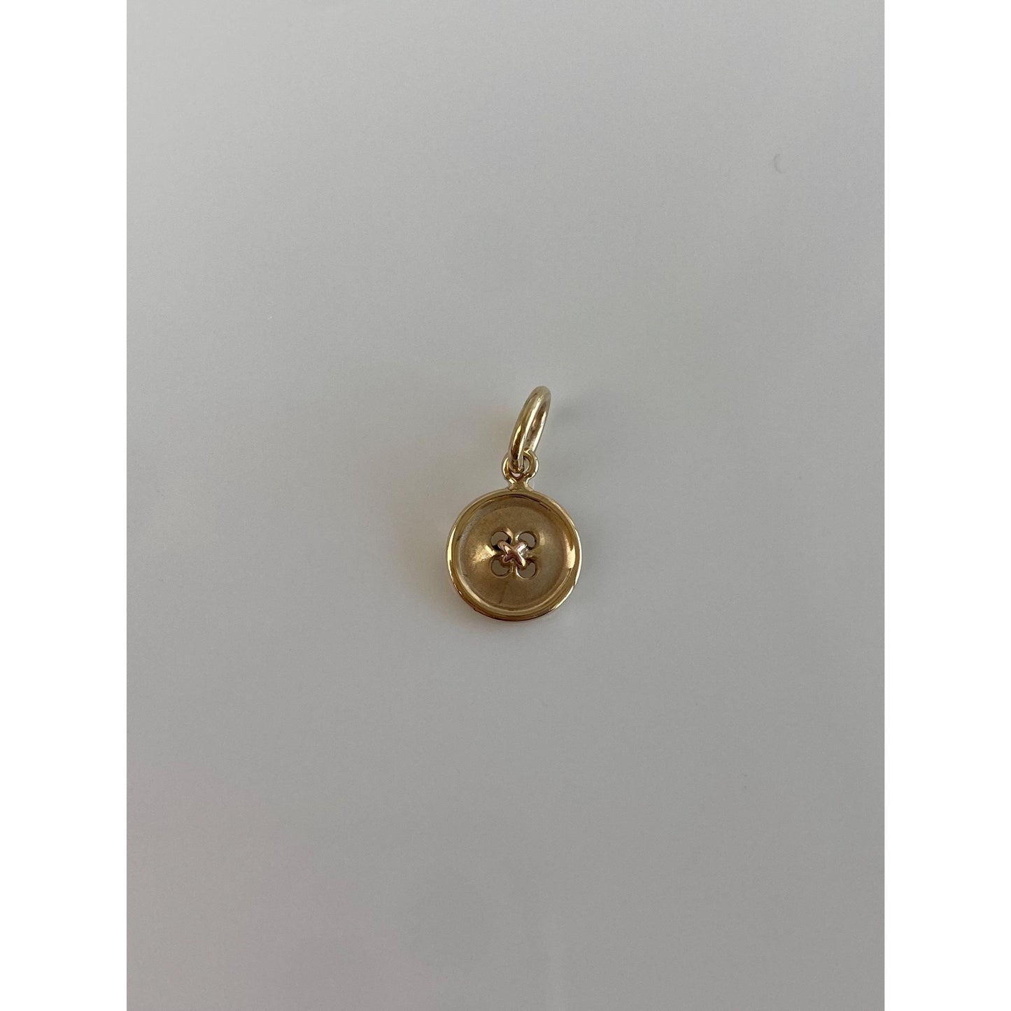 Vintage Solid 14k Yellow Gold Little Button Charm