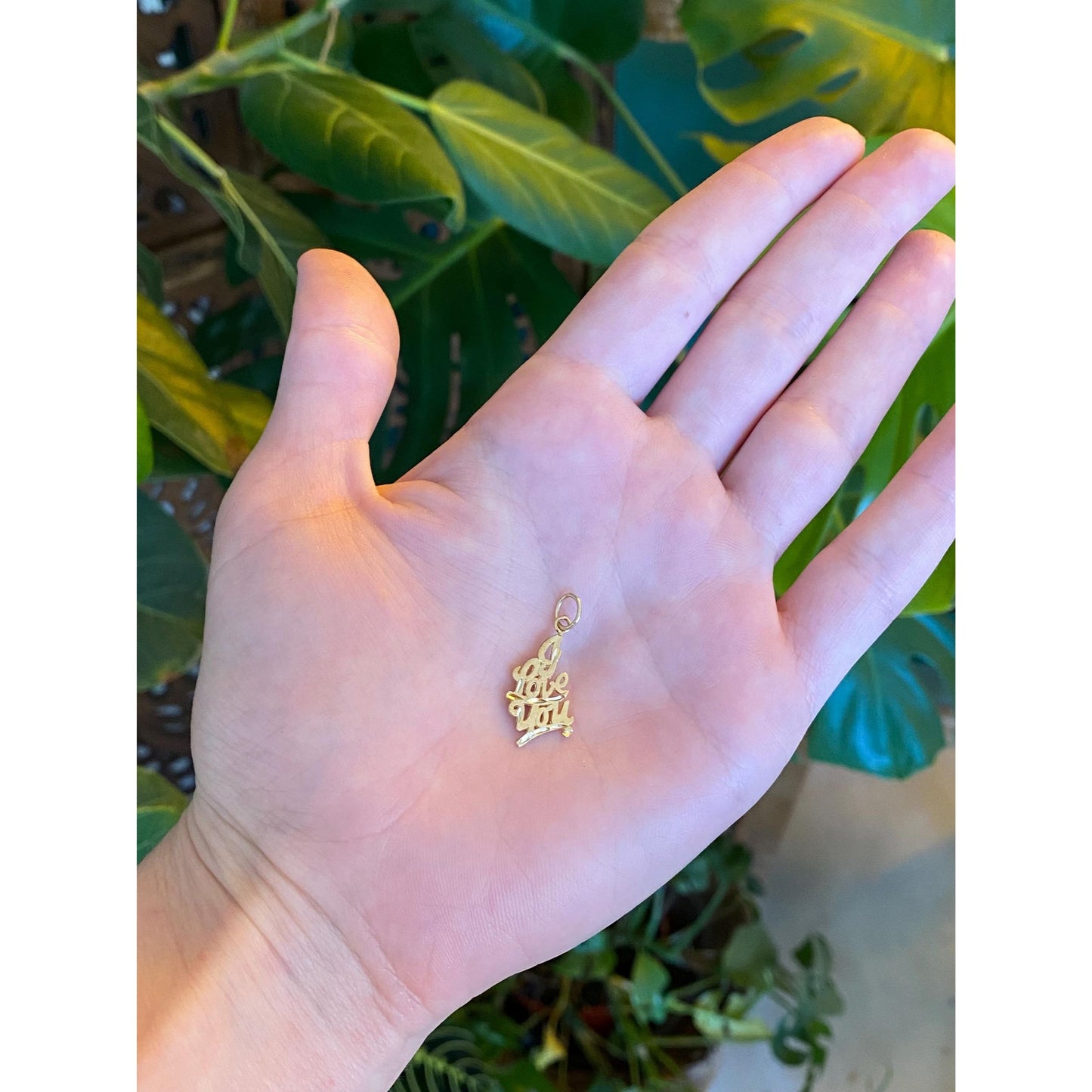 Solid 14k Yellow Gold  'I Love You' Charm