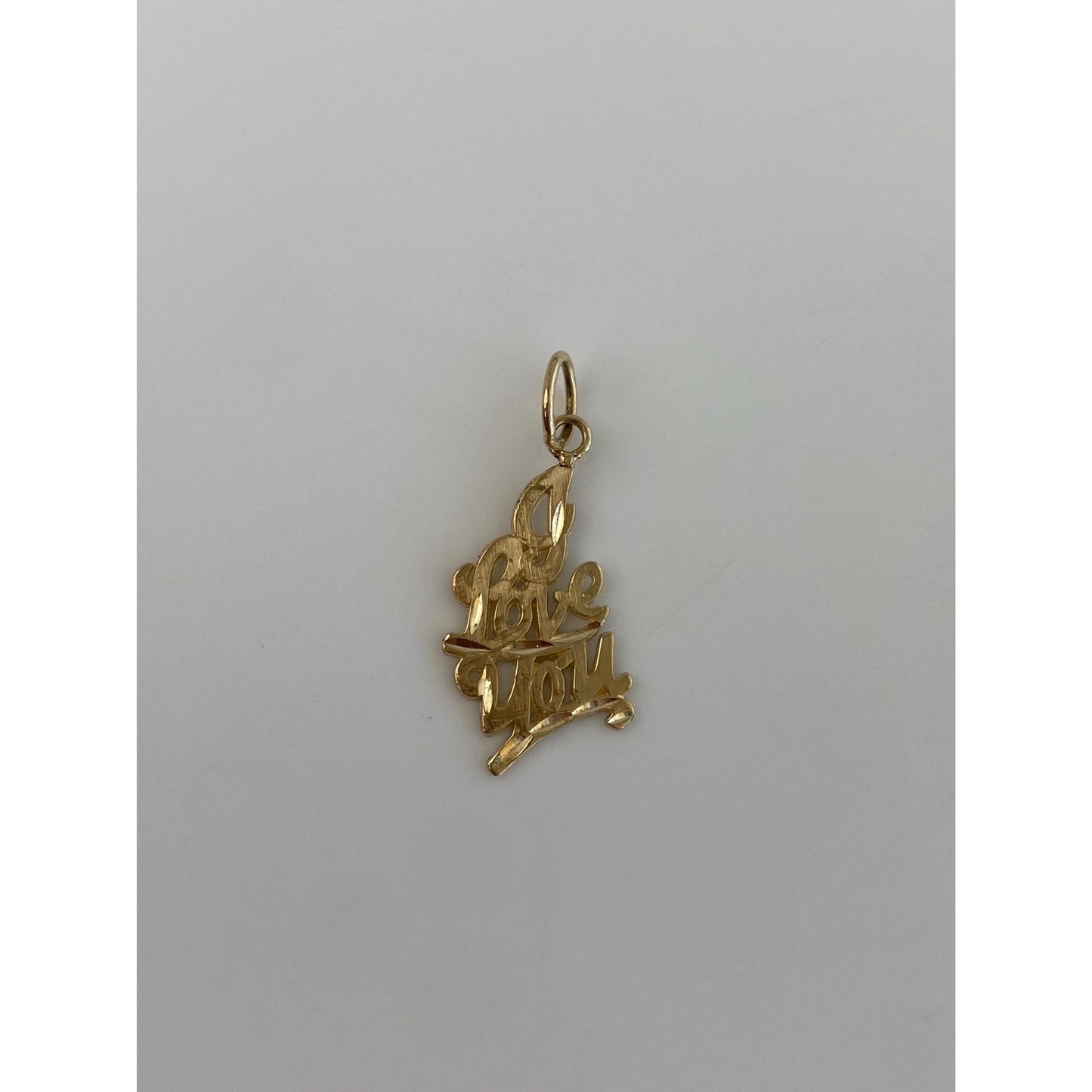 Solid 14k Yellow Gold  'I Love You' Charm