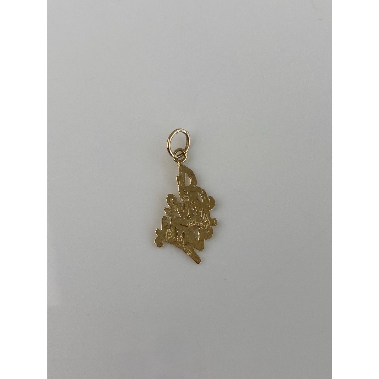 Solid 14k Yellow Gold  'I Love You' Charm