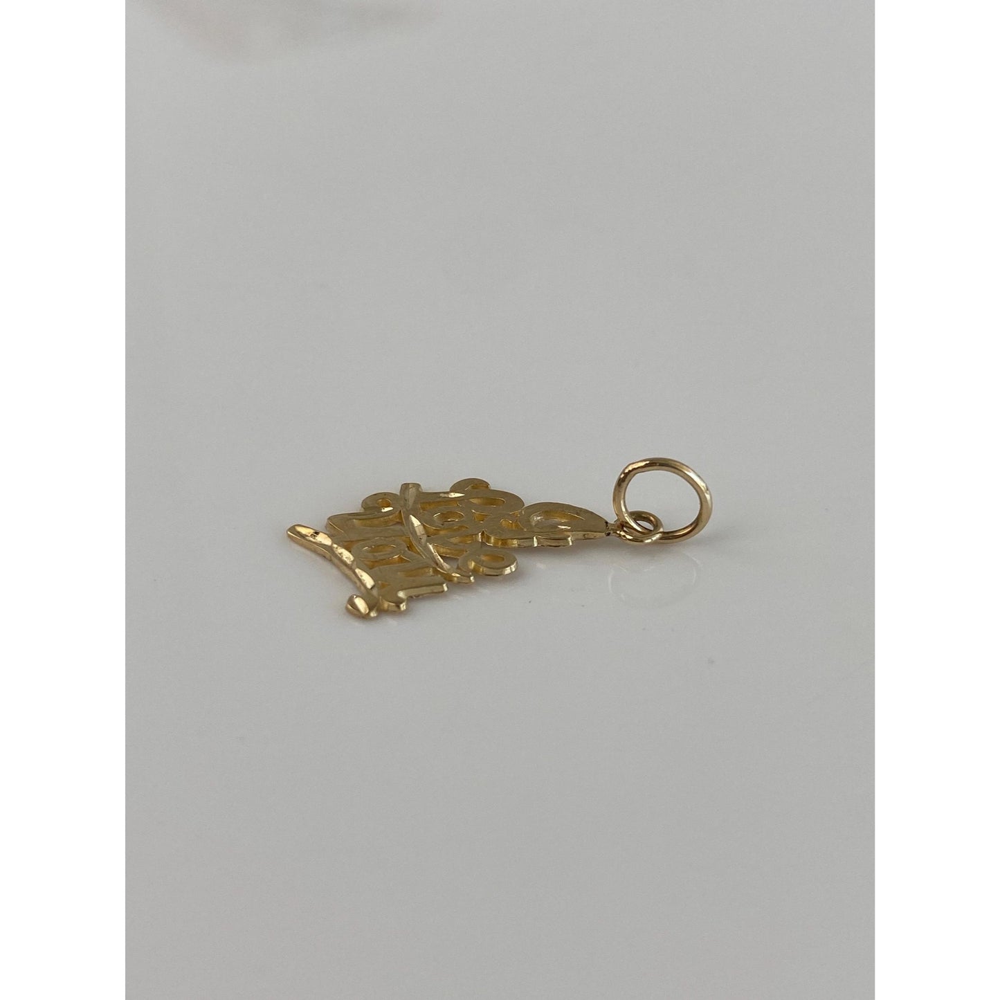 Solid 14k Yellow Gold  'I Love You' Charm