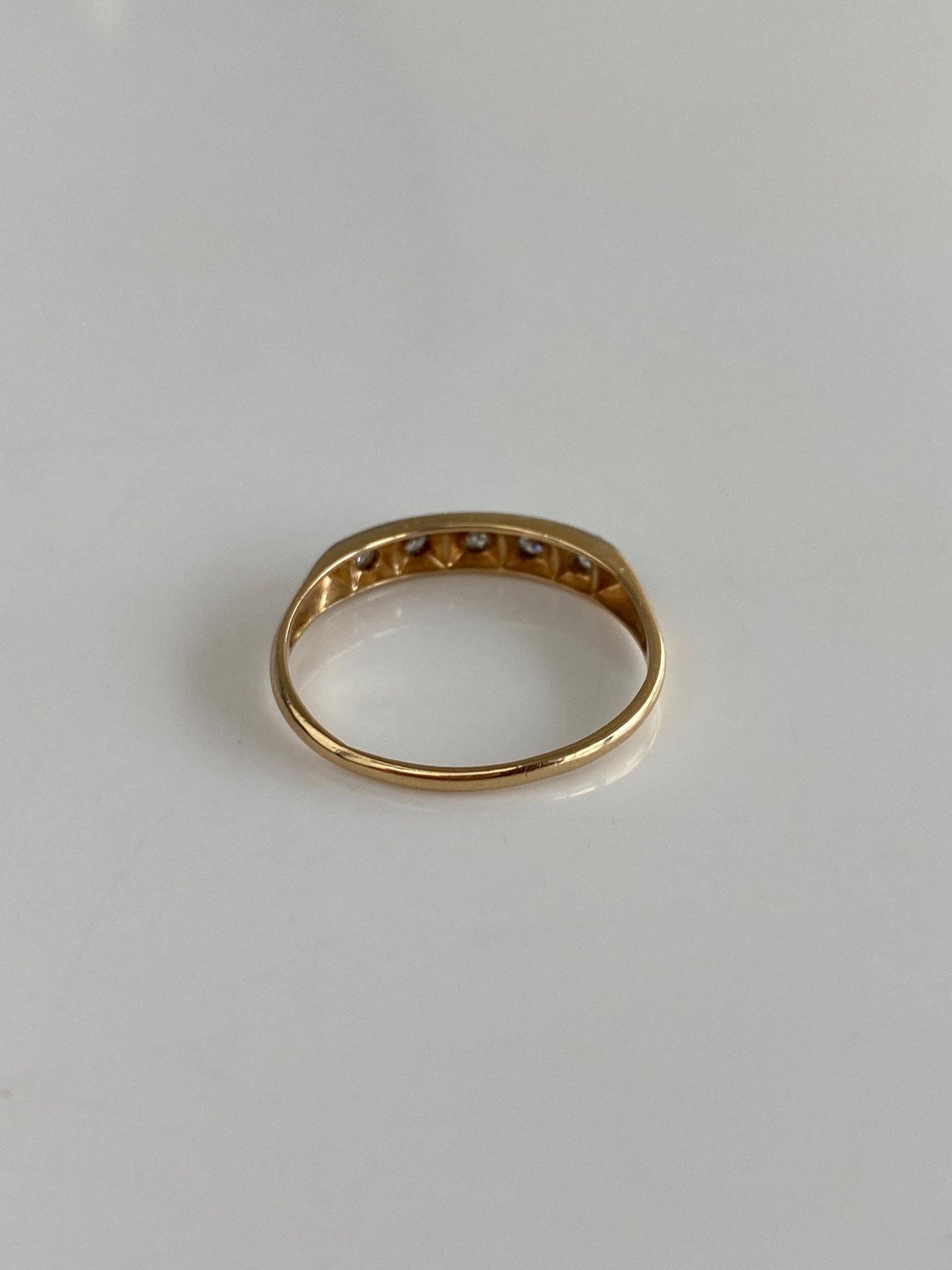 Vintage Solid 14k White & Yellow Gold Clear Sapphire Ring - Size 7.75