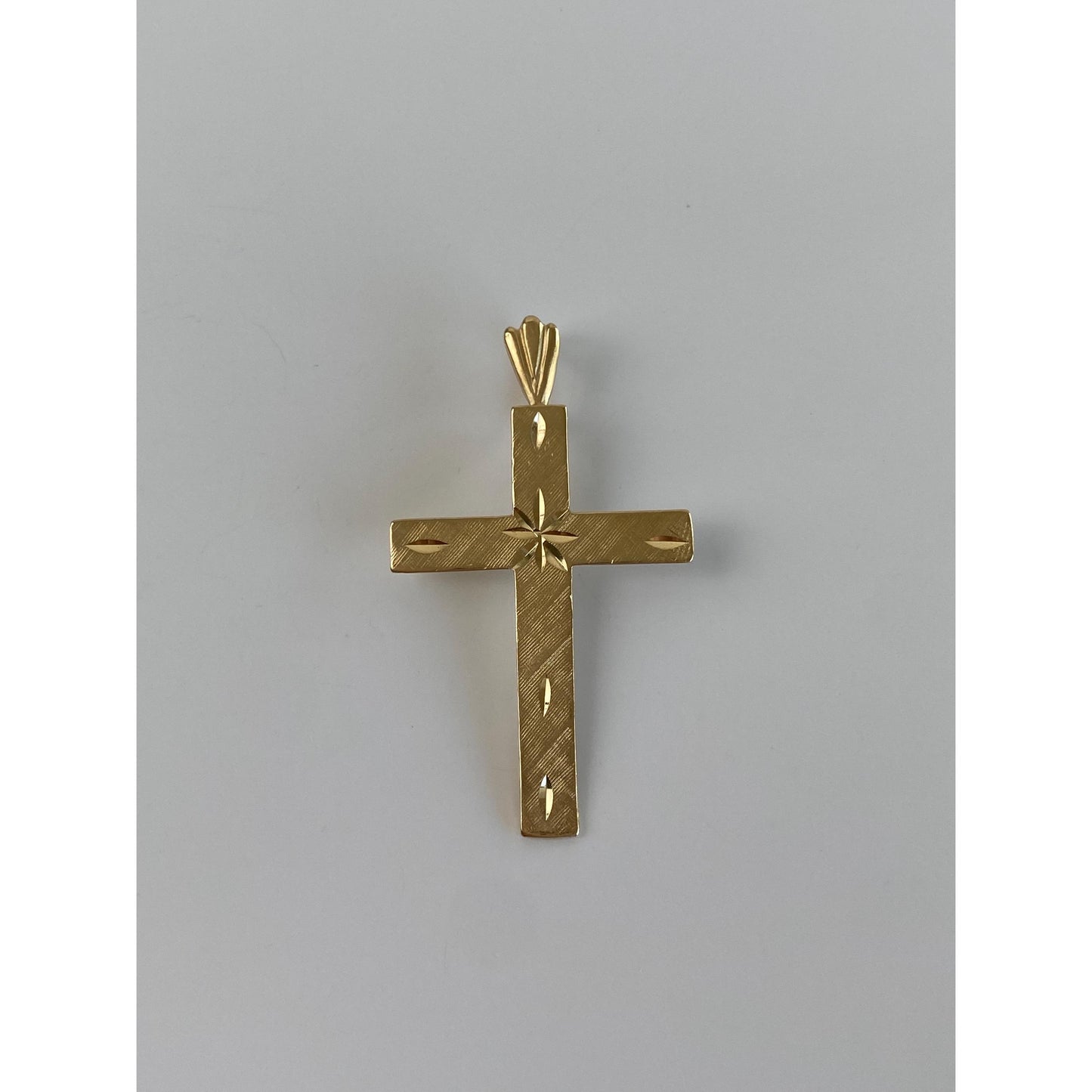 Vintage Solid 14k Yellow Gold Diamond Cut Cross Charm