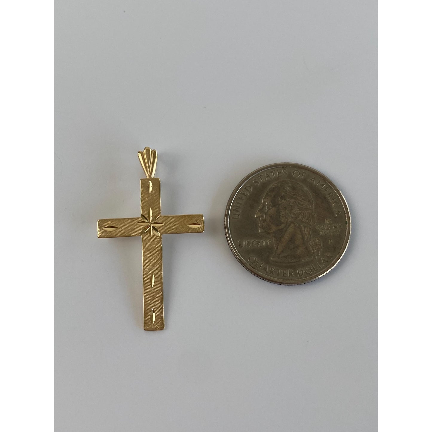 Vintage Solid 14k Yellow Gold Diamond Cut Cross Charm